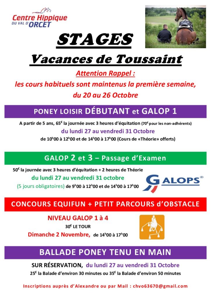 STAGES Vacances de toussaint 2025 pdf