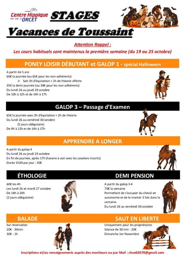 STAGES Toussaint 2026 pdf